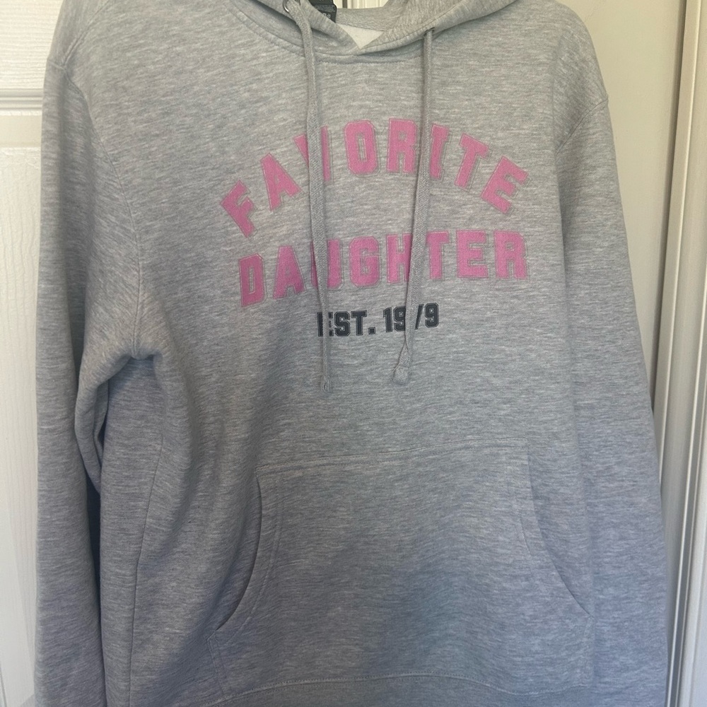 Favorite daughter Gray Hoodie with Pink Lettering